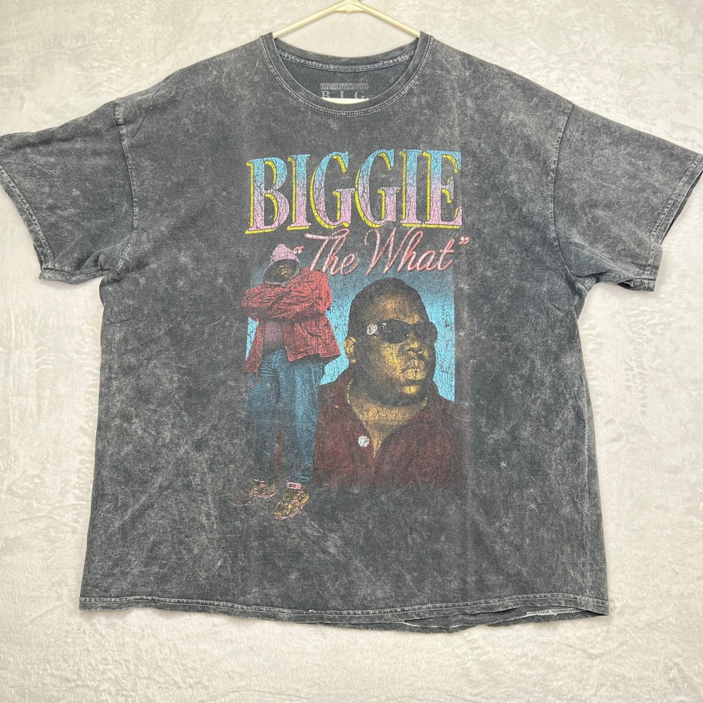 The Notorious B.I.G. T Shirt Mens‎ XL Gray Acid Wash Biggie The What Graphic Tee